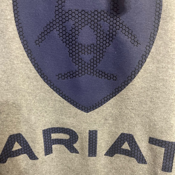 Mens ARIAT Hoodie Gray/Cobalt Raised Graphics! - Picture 2 of 4